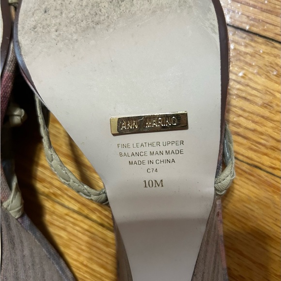 ANN MARINO SANDALS HEEL SHOES WITH SEA SHELLS  Green Leather With Print Art Sole - Picture 9 of 12